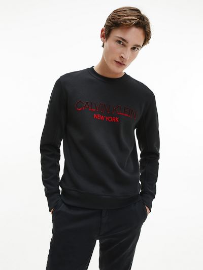 Calvin Klein Ruhák HU908703 | Calvin Klein Ombre Logo Férfi Pulóver Fekete